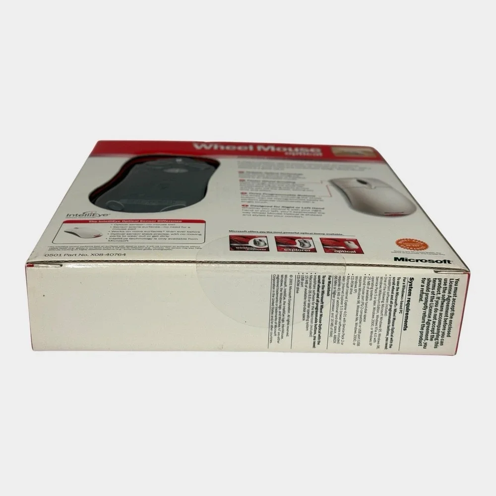 Microsoft Wheel Mouse Optical D66-00021 USB PS/2 Factory Sealed NOS Vintage